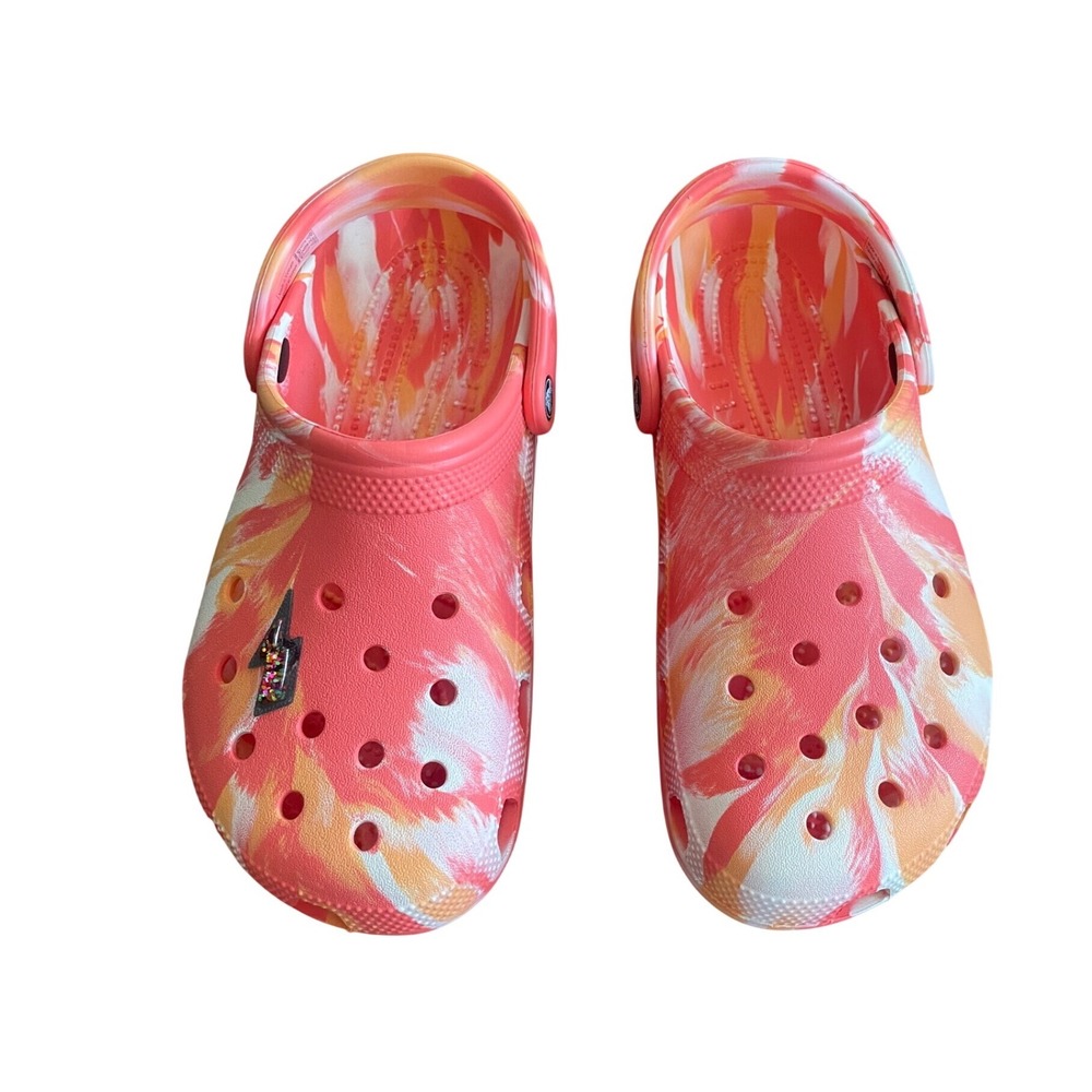 Crocs Classic Marbled Clog Pink Orange White Swirl Mens 7 Womens 9